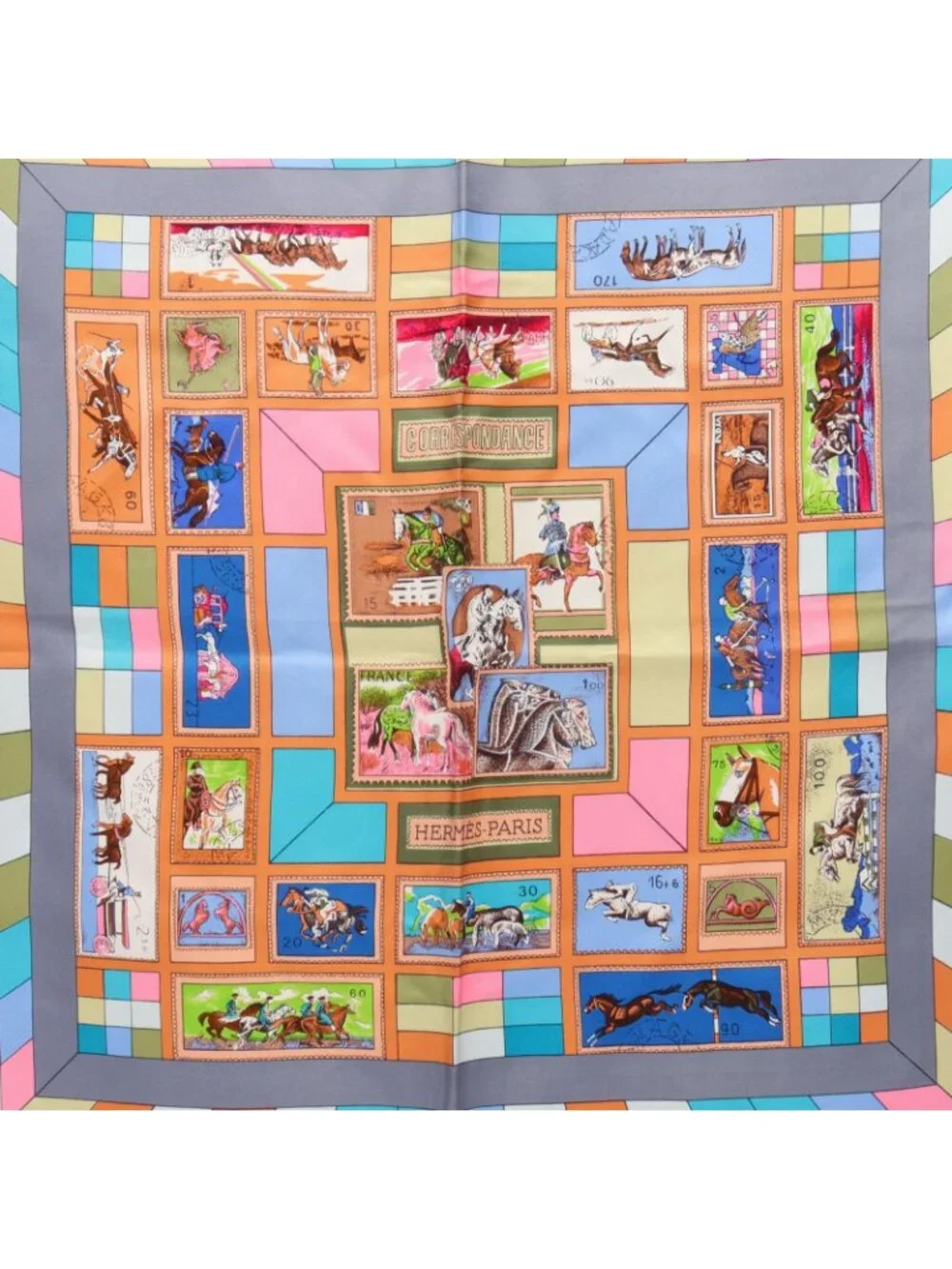 Hermes Scarf Carre 90 Correspondance Silk